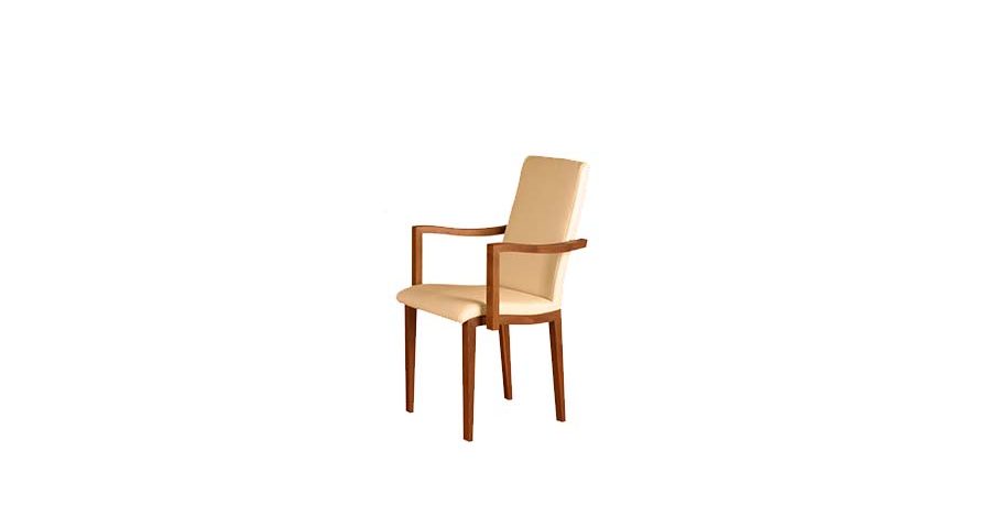 Stuhl Progetto Nuss mit Sitzfläche Leder creme